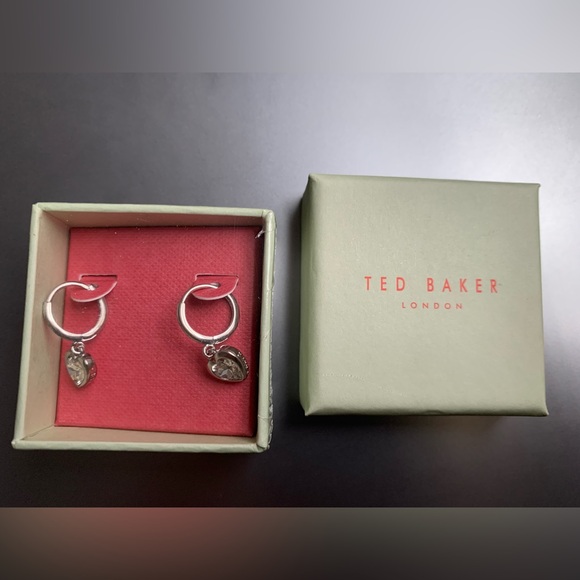 Ted Baker Hoop Earrings with Cubic Zirconia Heart - Picture 1 of 4